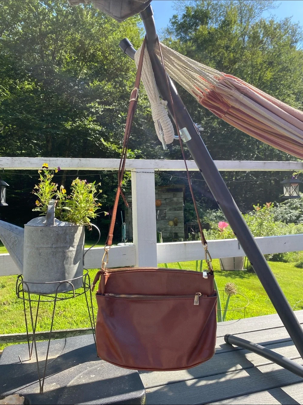 Divina Firenze Lilla Leather Crossbody Purse Cognac Brown Italian Leather Bag